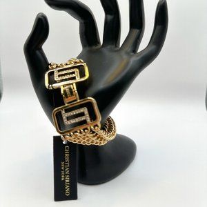 Christian Siriano Gold Tone Rhinestone Chain Bracelet